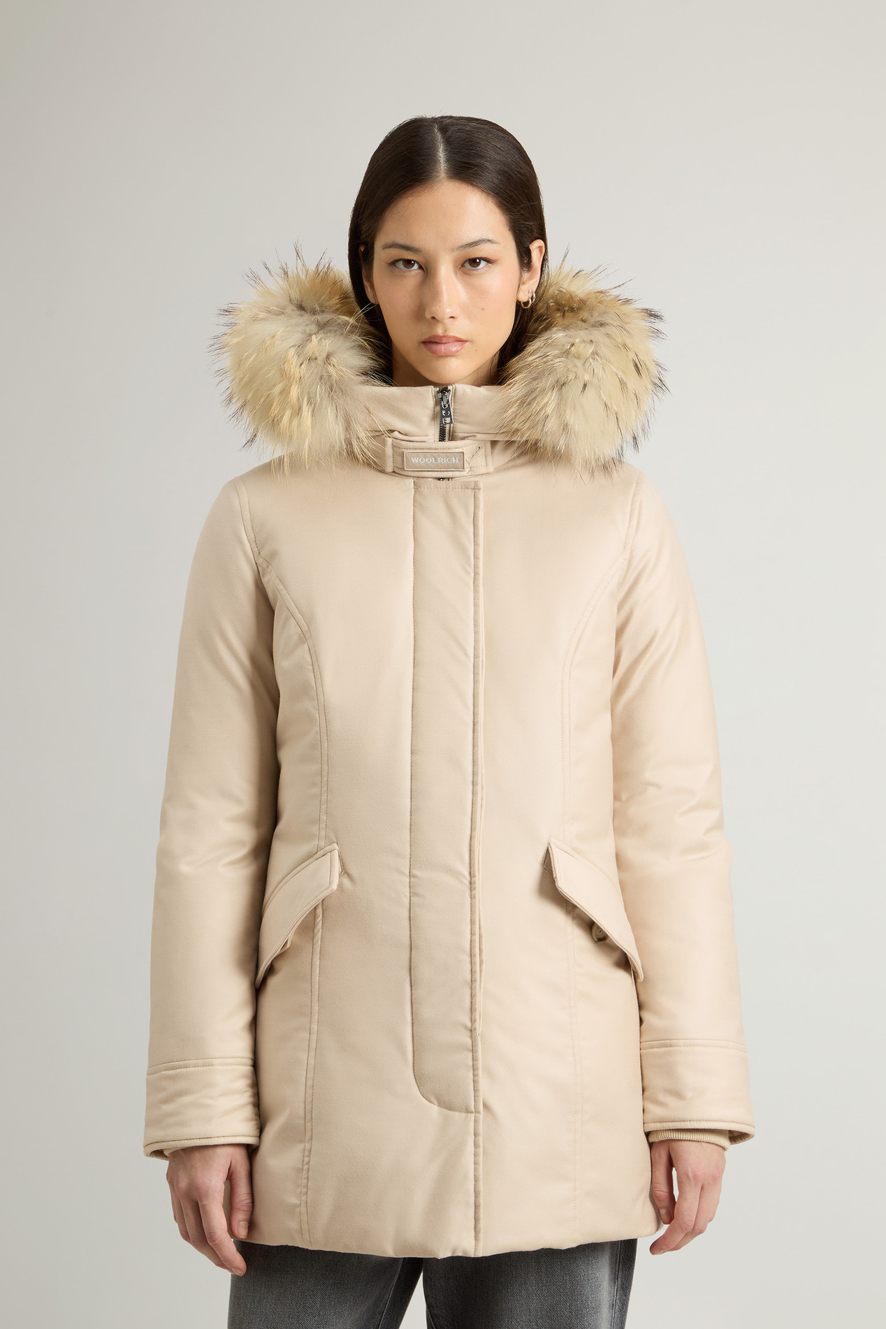 Arctic Parka in a Wool-Silk Blend Crafted Using a Loro Piana Fabric Beige photo 1 | Woolrich