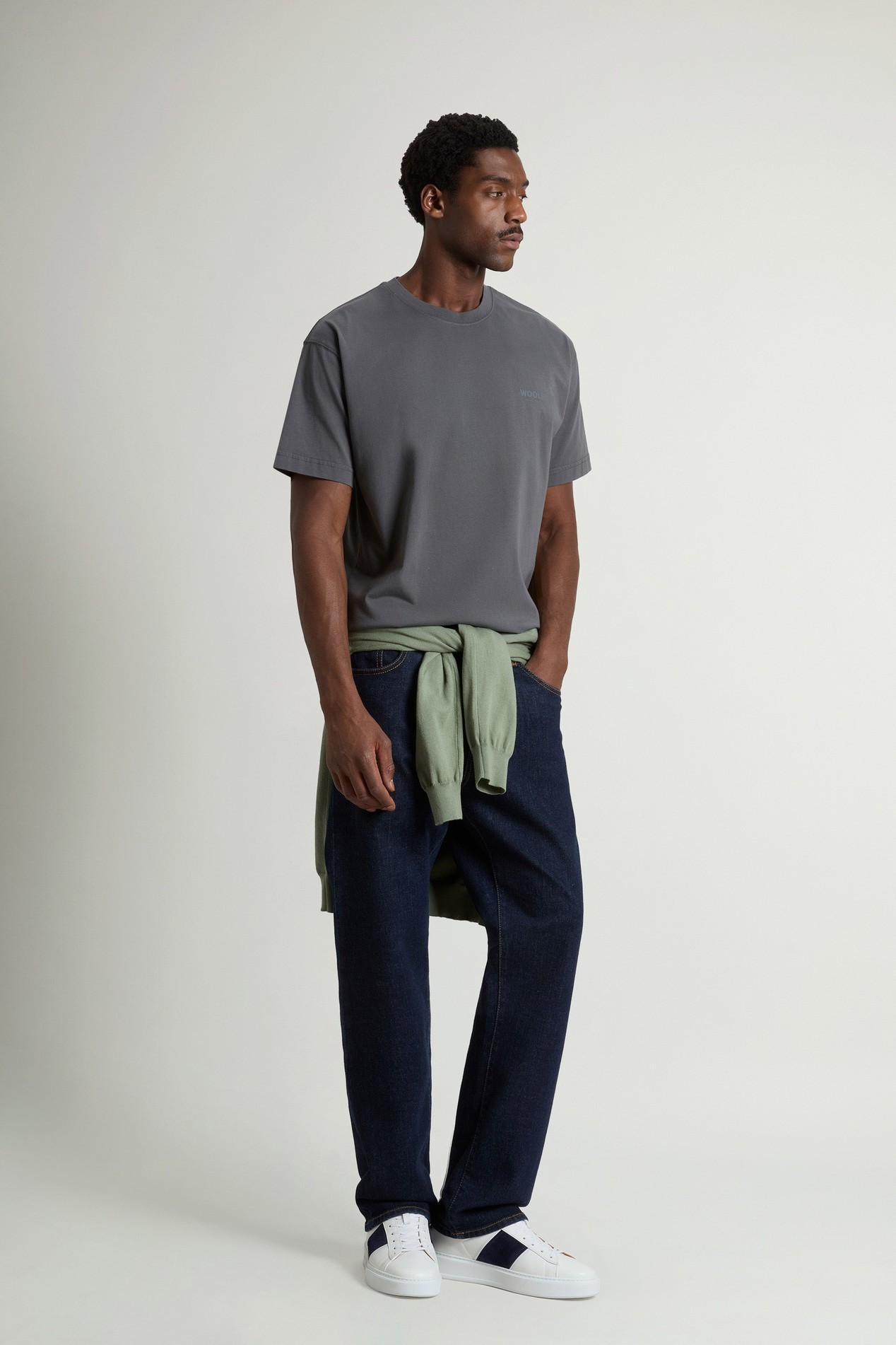 T-Shirt in Pure Cotton with Logo Gray photo 2 | Woolrich