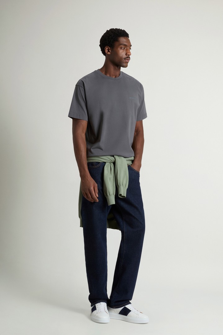 T-Shirt in Pure Cotton with Logo Gray photo 2 | Woolrich