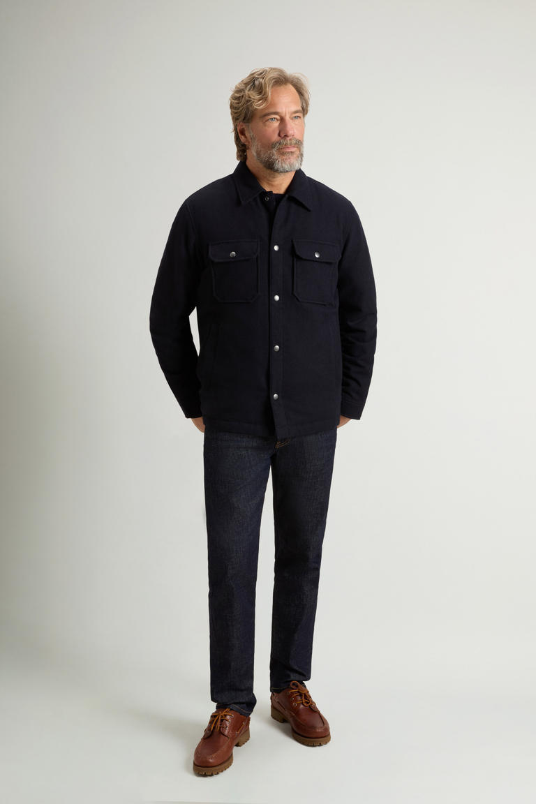 Padded Alaskan Overshirt in Recycled Melton Italian Wool Blend Blue photo 1 | Woolrich