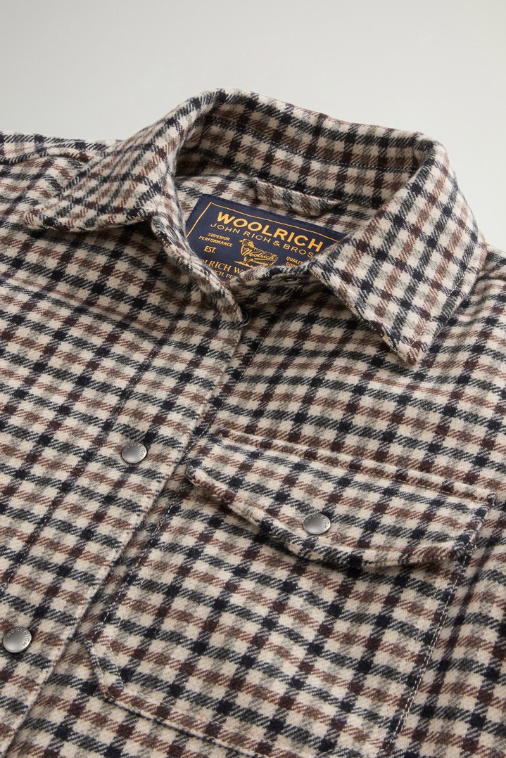 Alaskan Checked Overshirt in Padded Wool Blend Beige photo 6 | Woolrich