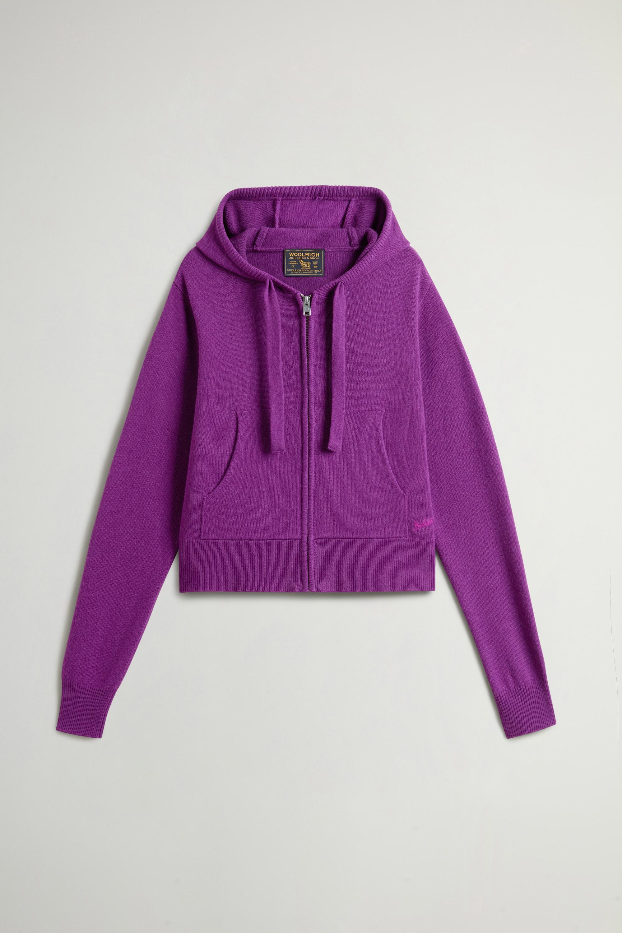 Hooded Full-Zipper Sweater in Wool and Cashmere Blend Purple photo 5 | Woolrich