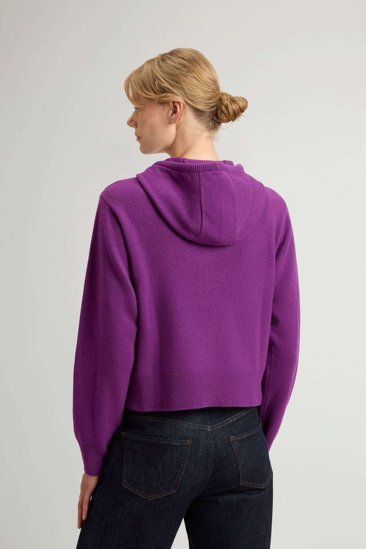 Hooded Full-Zipper Sweater in Wool and Cashmere Blend Purple photo 3 | Woolrich