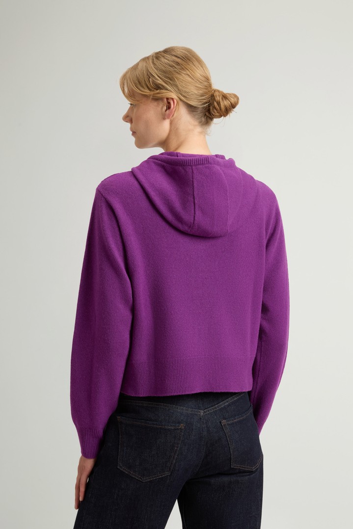 Hooded Full-Zipper Sweater in Wool and Cashmere Blend Purple photo 3 | Woolrich