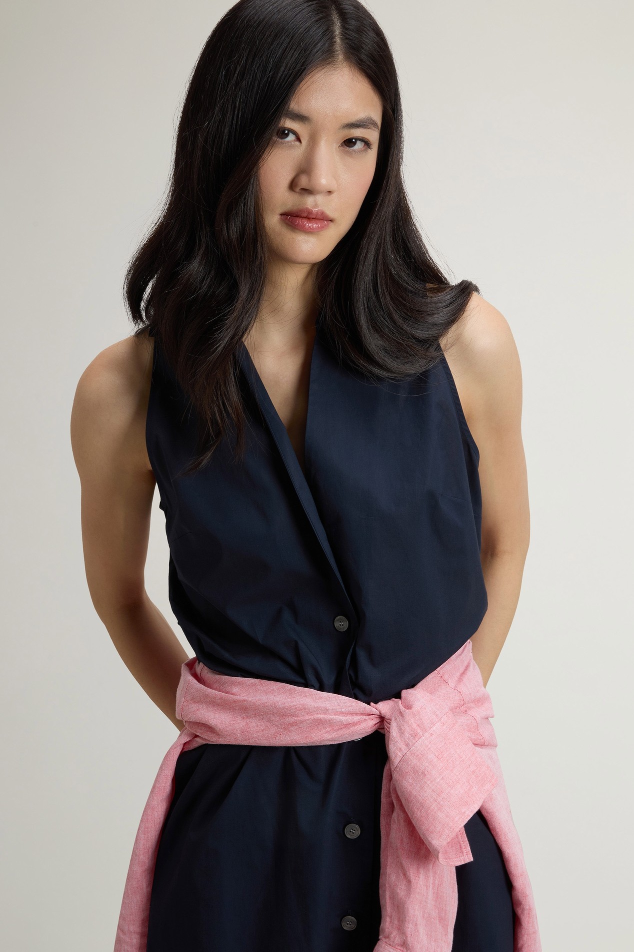 Shirt Dress in Pure Cotton Poplin with Belt Blue photo 4 | Woolrich