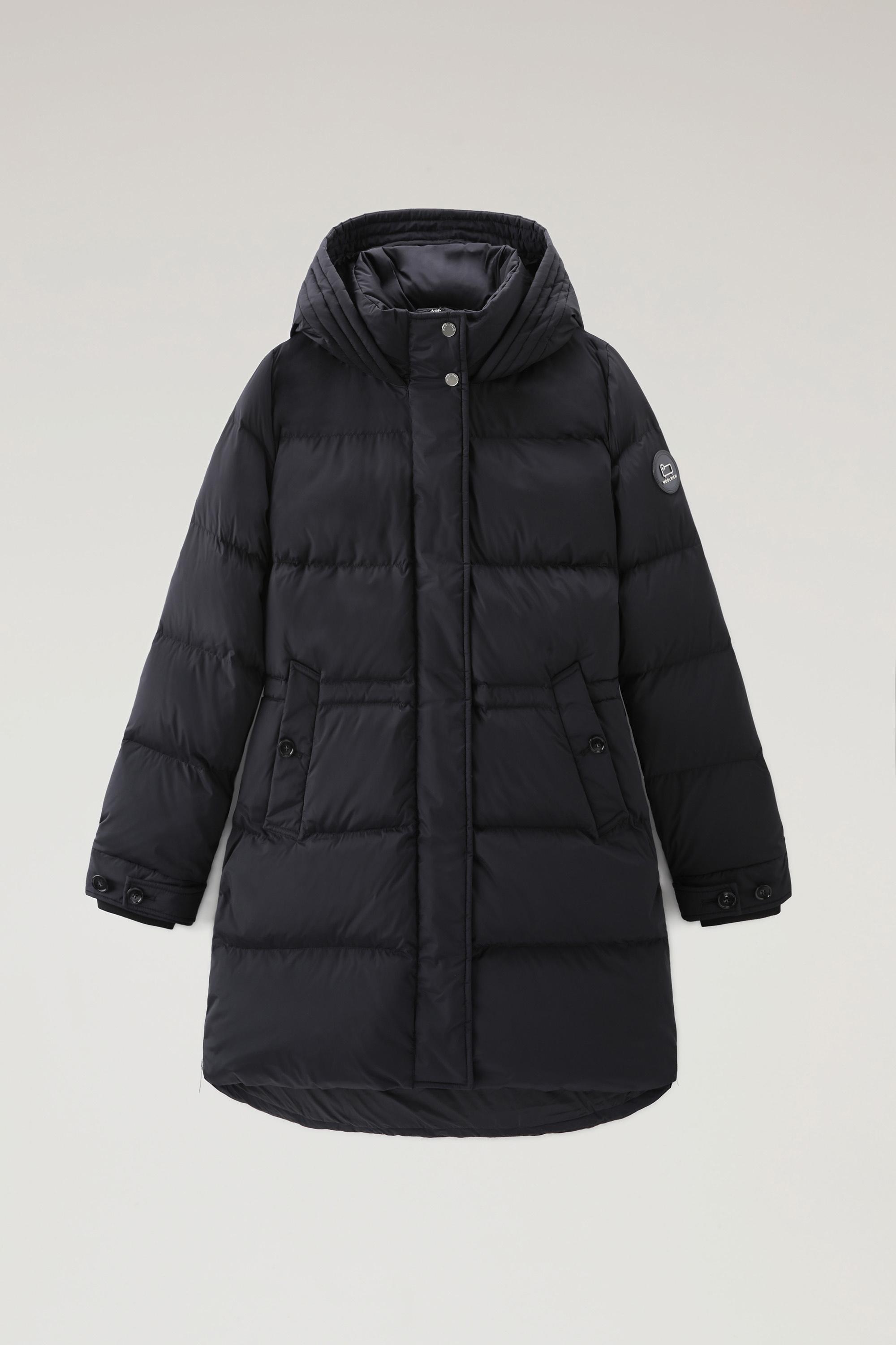 Hooded Alsea Down Jacket in Stretch Nylon Black photo 1 | Woolrich