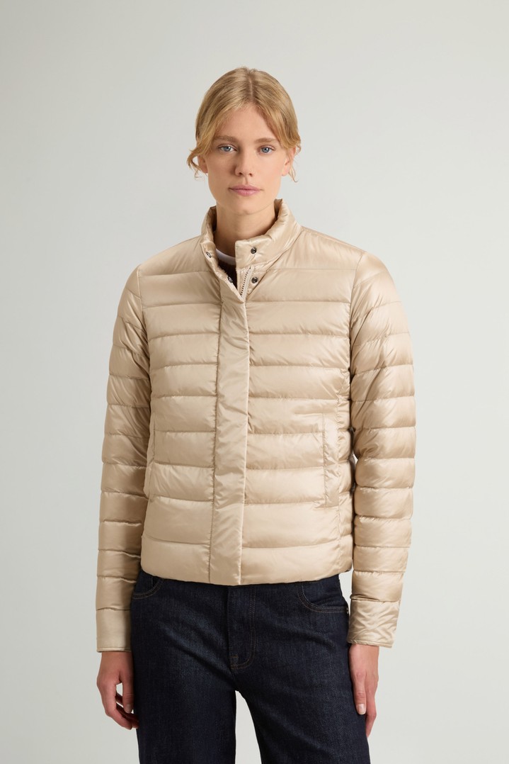 Lightweight Down Jacket in Liquid Nylon Beige photo 1 | Woolrich