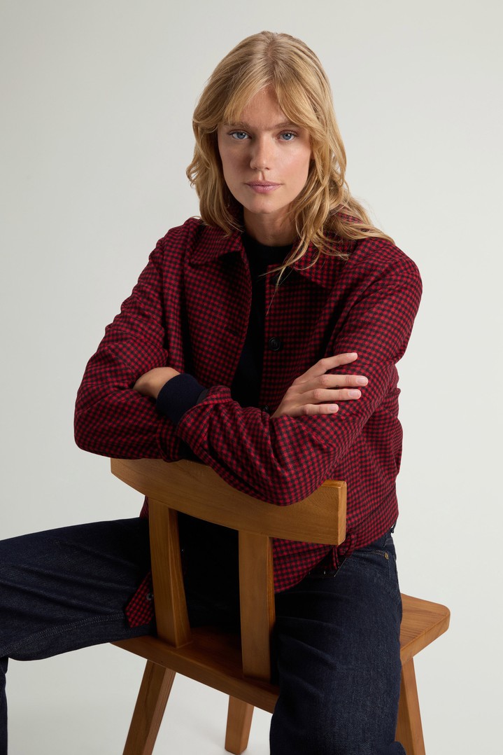Checked Overshirt in Recycled Italian Wool Blend Red photo 4 | Woolrich