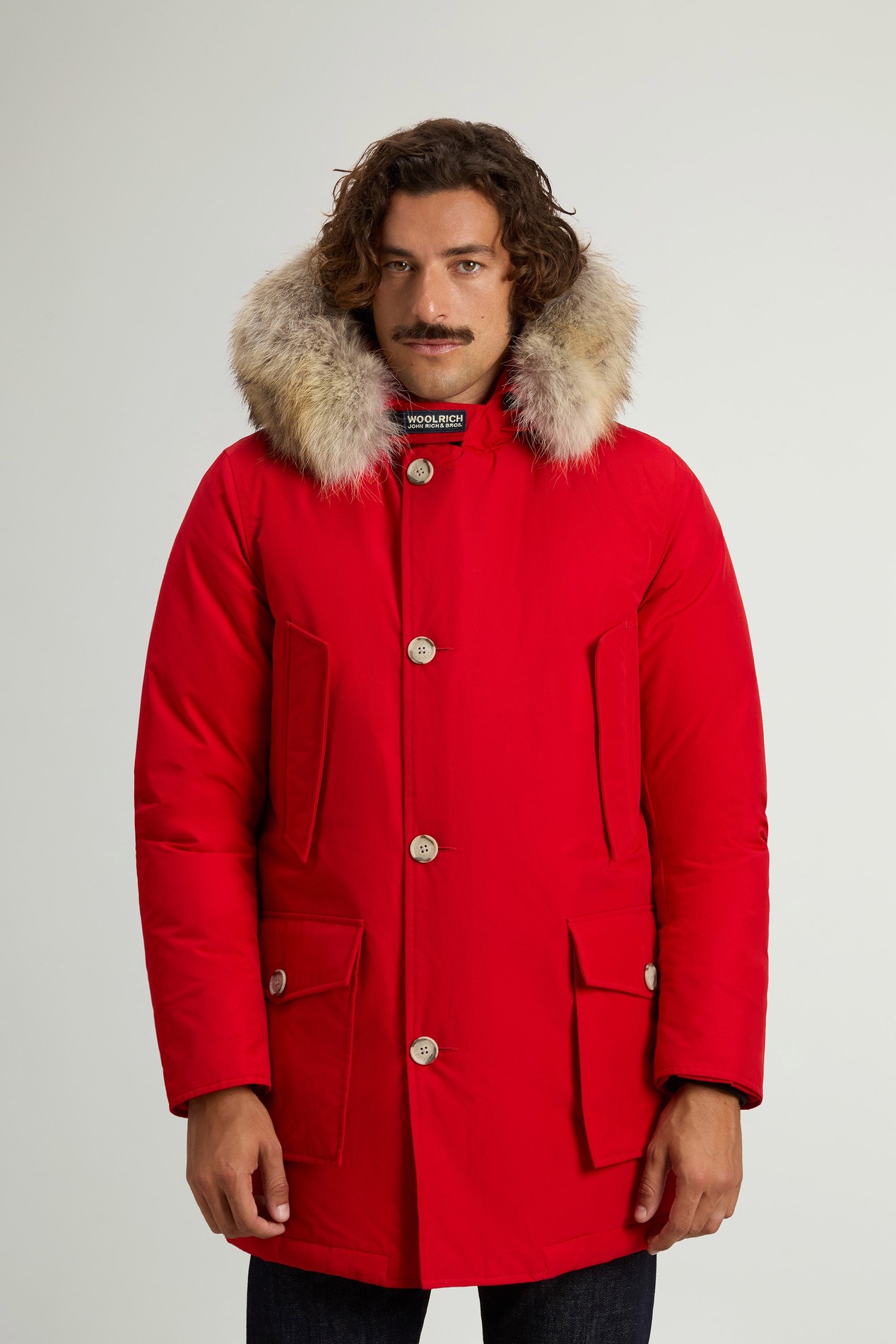 Arctic Parka in Ramar Cloth with Detachable Fur Trim Red photo 1 | Woolrich