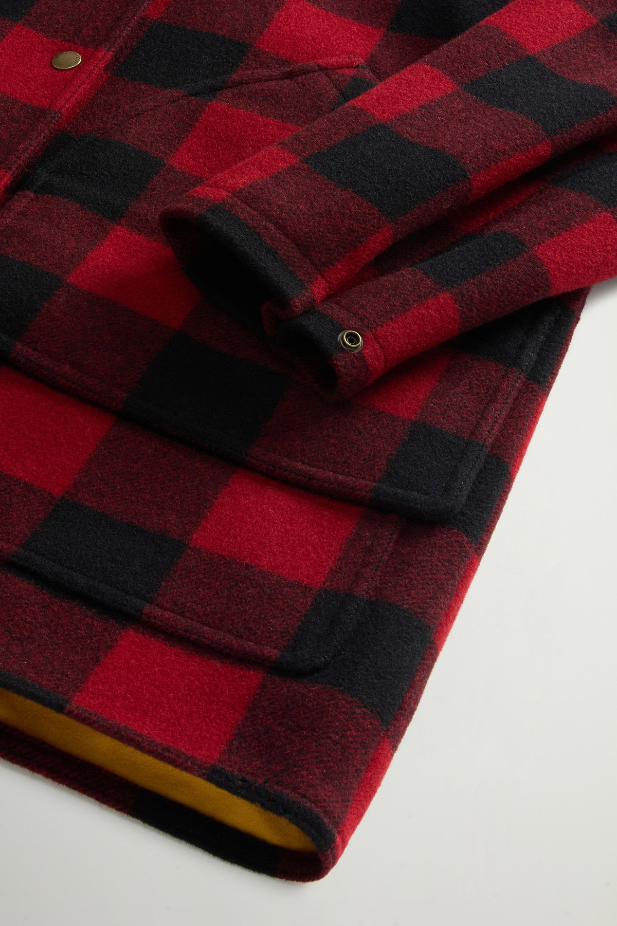 Manteau Barn à carreaux en laine italienne mélangée Rouge photo 7 | Woolrich