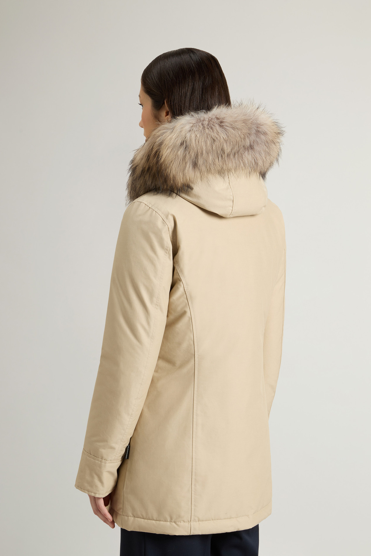 Arctic Parka in Ramar Cloth with Detachable Fur Trim Beige photo 3 | Woolrich