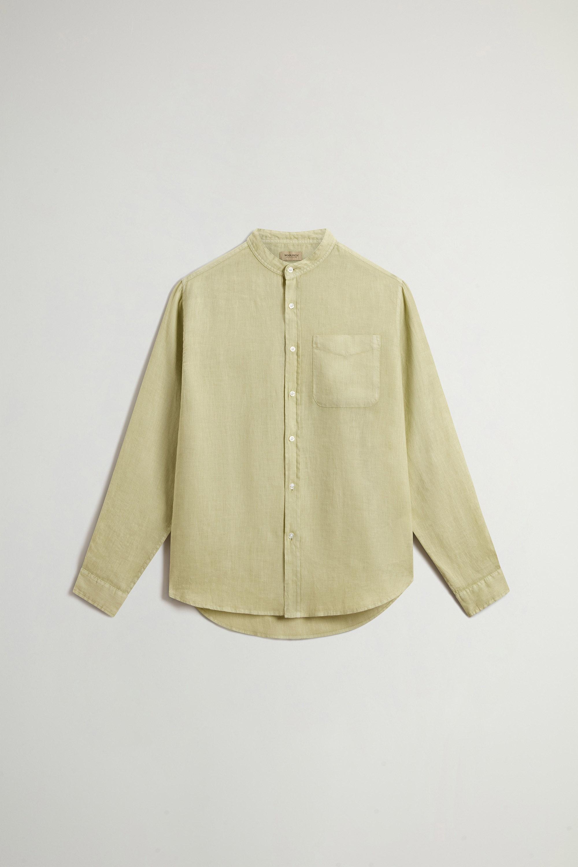 BAND COLLAR LINEN SHIRT Green photo 5 | Woolrich