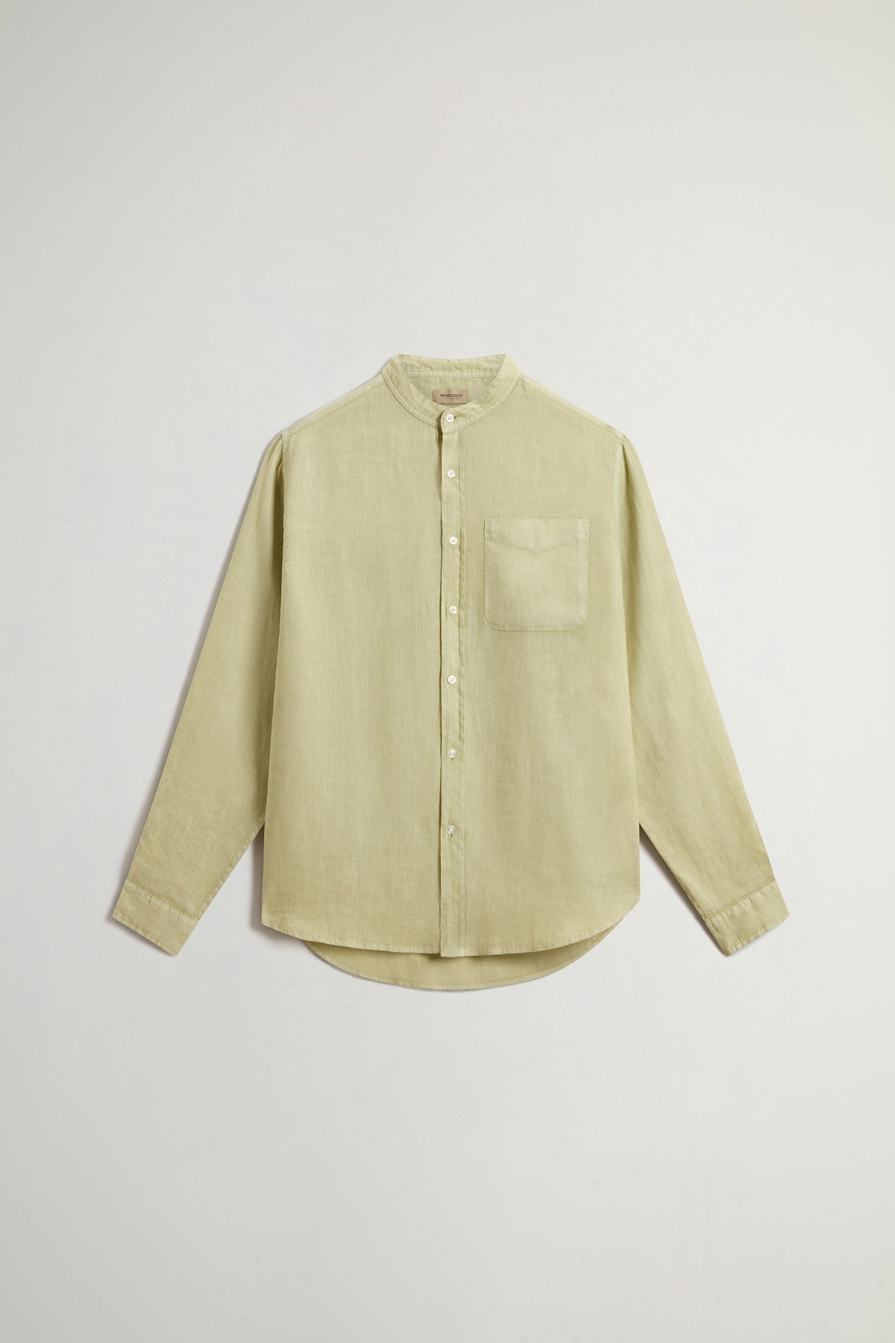 BAND COLLAR LINEN SHIRT Green photo 5 | Woolrich