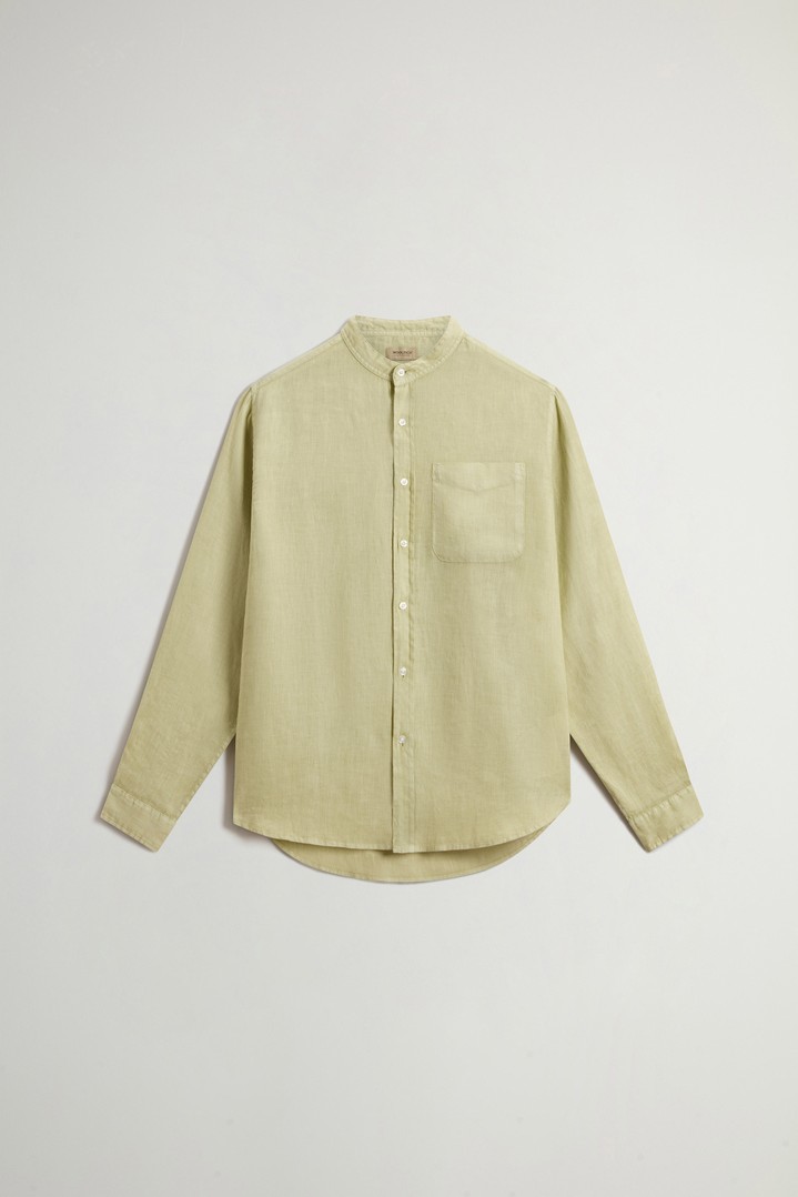 BAND COLLAR LINEN SHIRT Green photo 5 | Woolrich