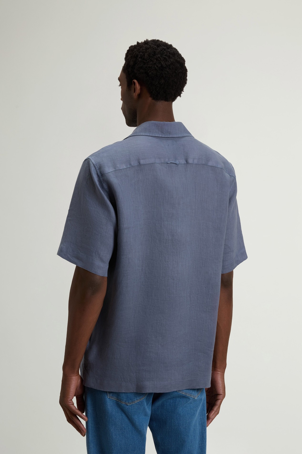 S/S LINEN SHIRT Blue photo 3 | Woolrich