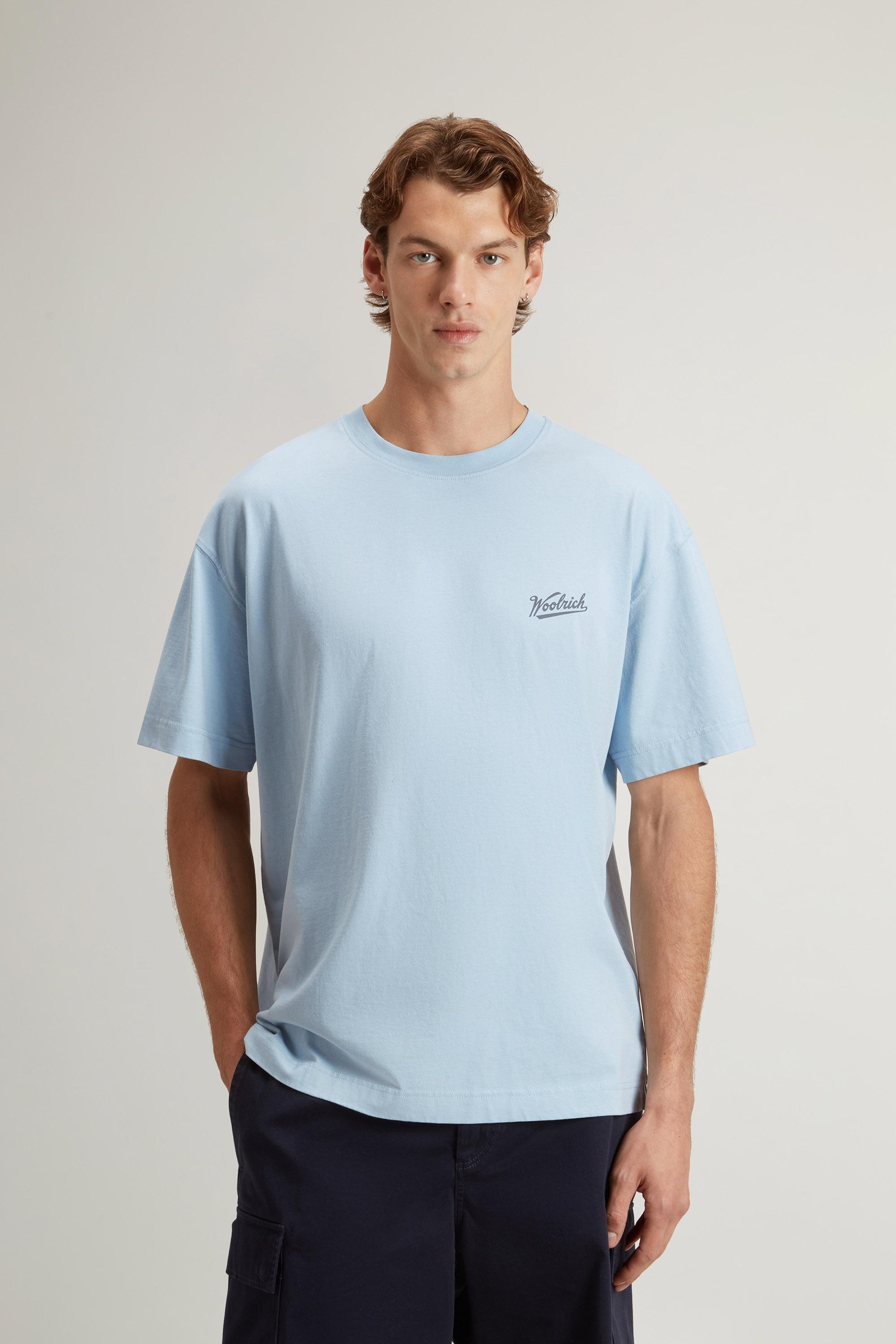 T-Shirt aus reiner Baumwolle mit Logo Blau photo 1 | Woolrich