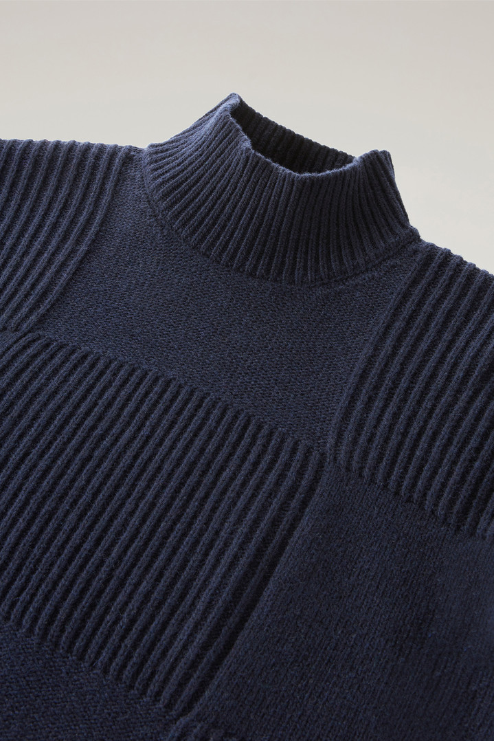 Check Turtleneck Sweater in Wool Blend Blue photo 2 | Woolrich