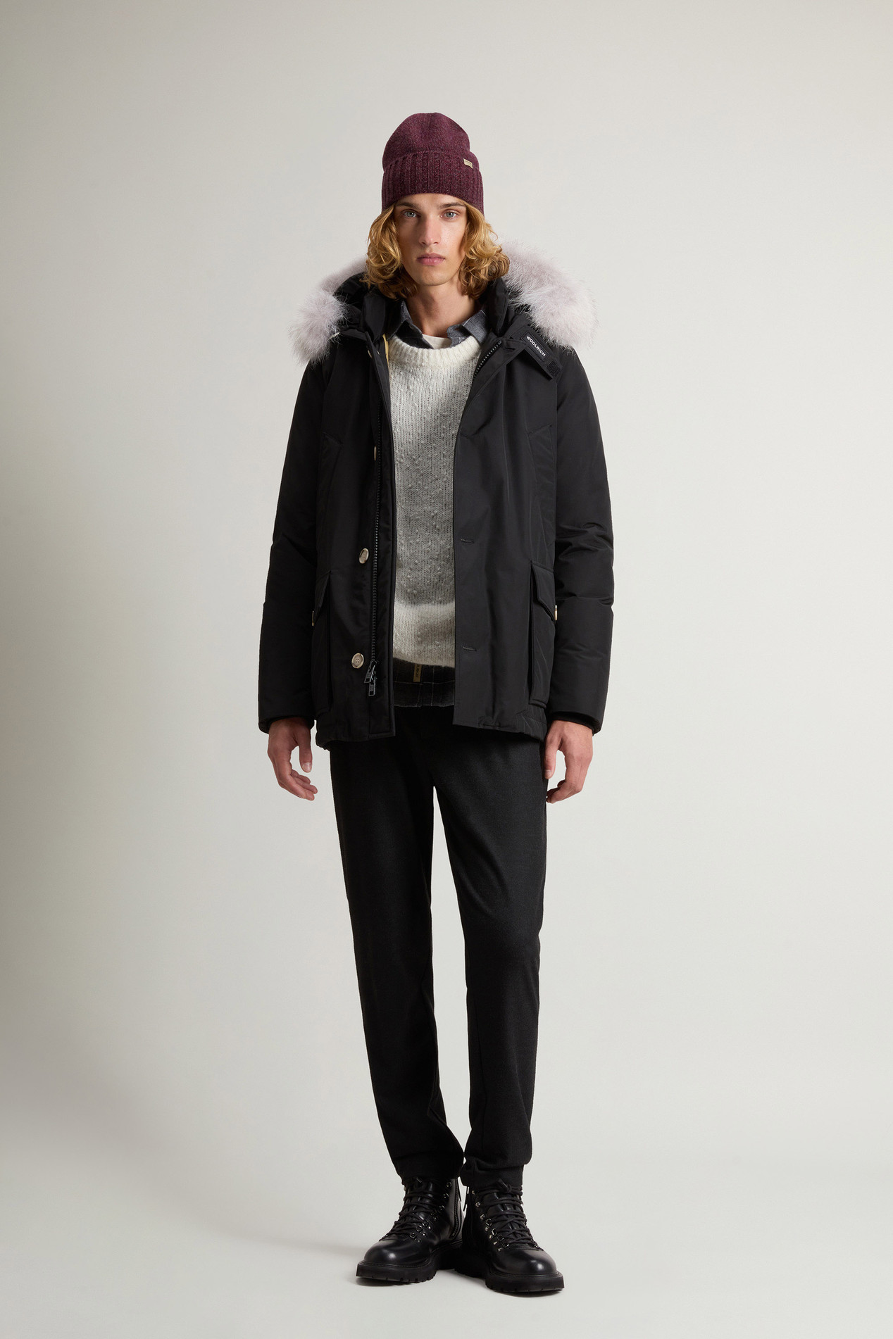 Arctic Anorak in Ramar Cloth with Detachable Fur Black photo 2 | Woolrich