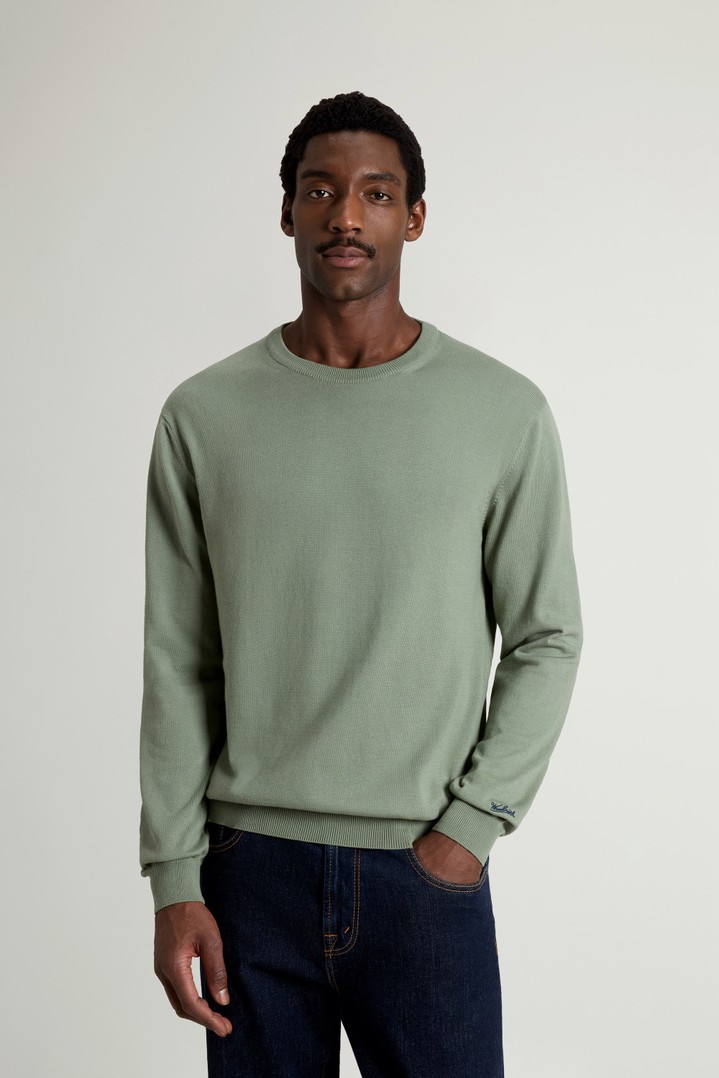 Crewneck Sweater in Pure Cotton Green photo 1 | Woolrich