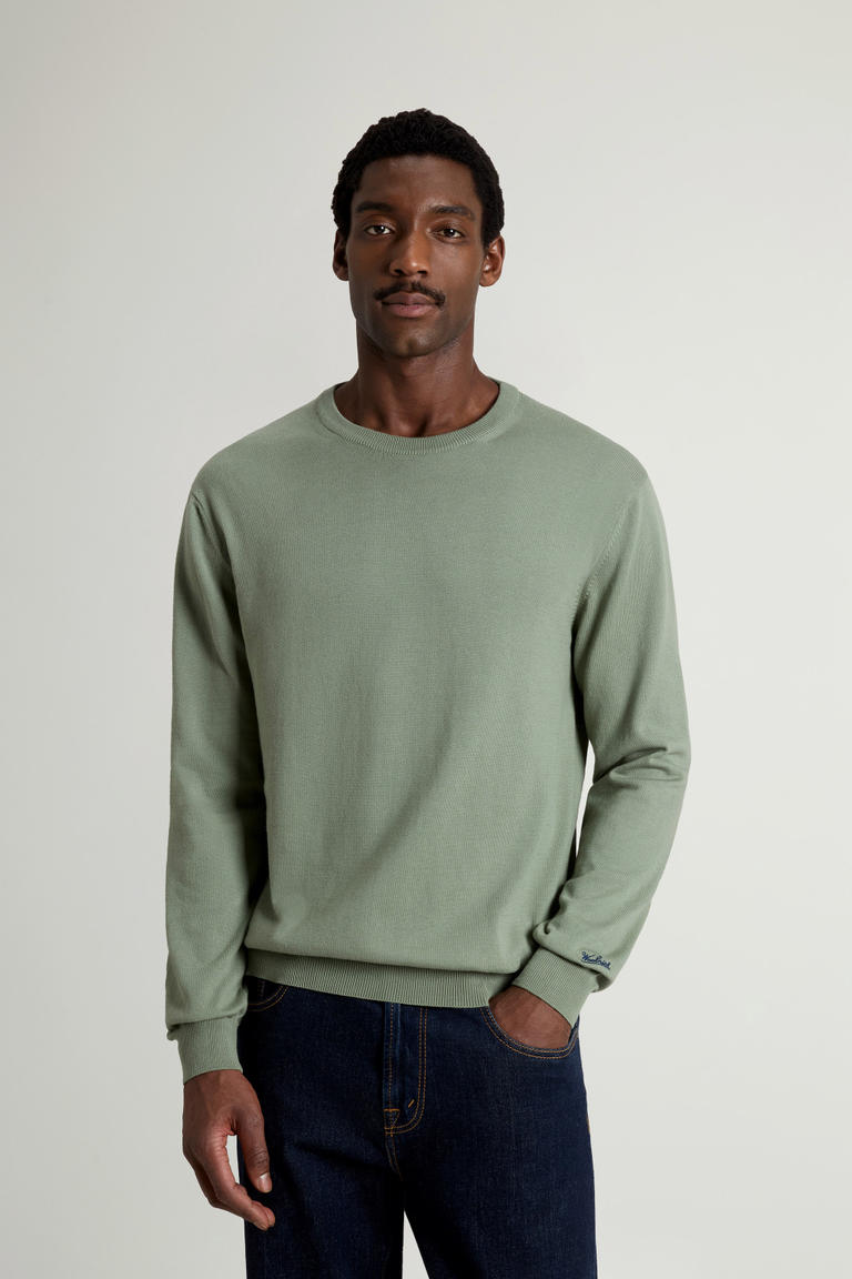 Crewneck Sweater in Pure Cotton Green photo 1 | Woolrich