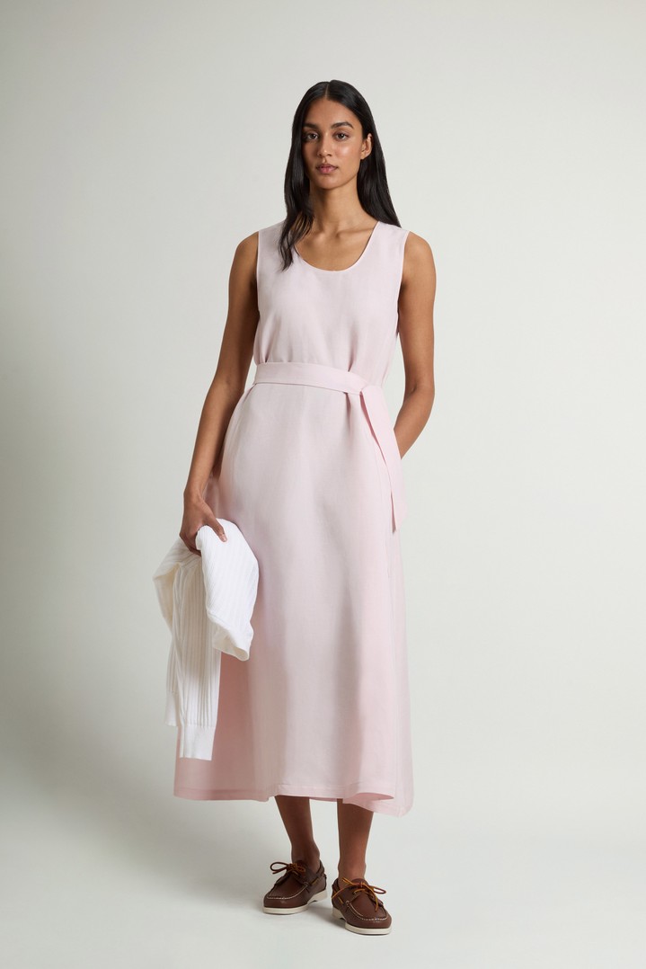 Sleeveless Dress in Linen Blend with Belt Pink photo 2 | Woolrich