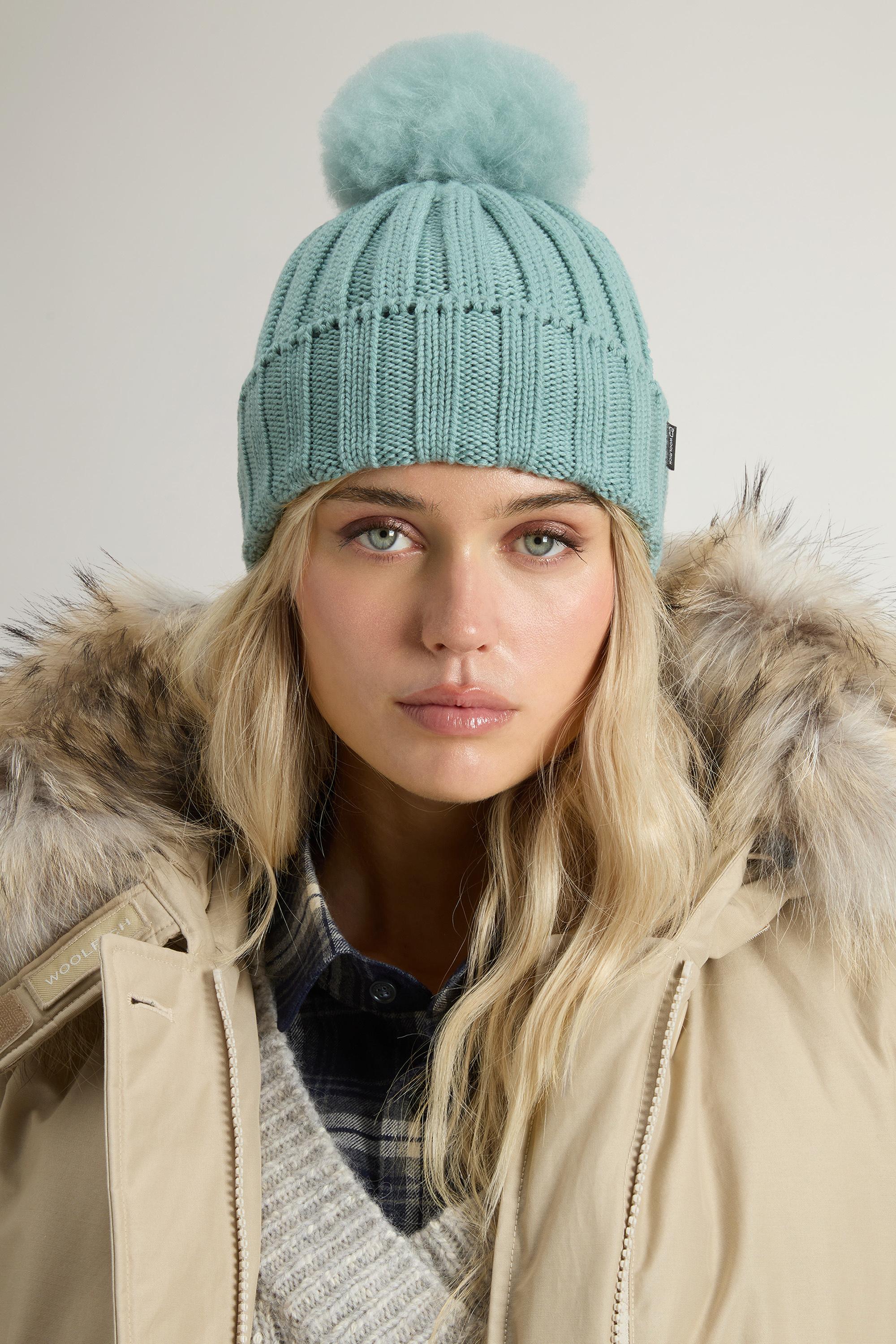 Merino Virgin Wool Beanie with Removable Cashmere Pompom Green photo 5 | Woolrich