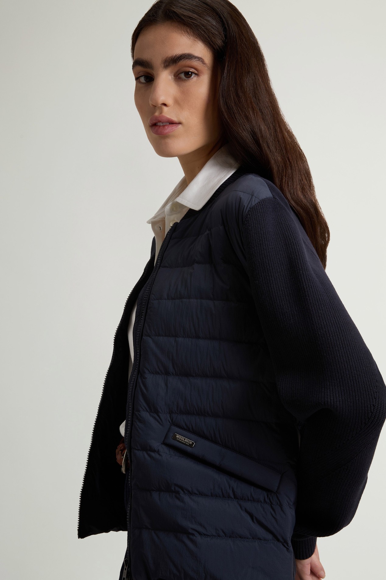 Hybrid Bomber Jacket in Nylon Blue photo 4 | Woolrich