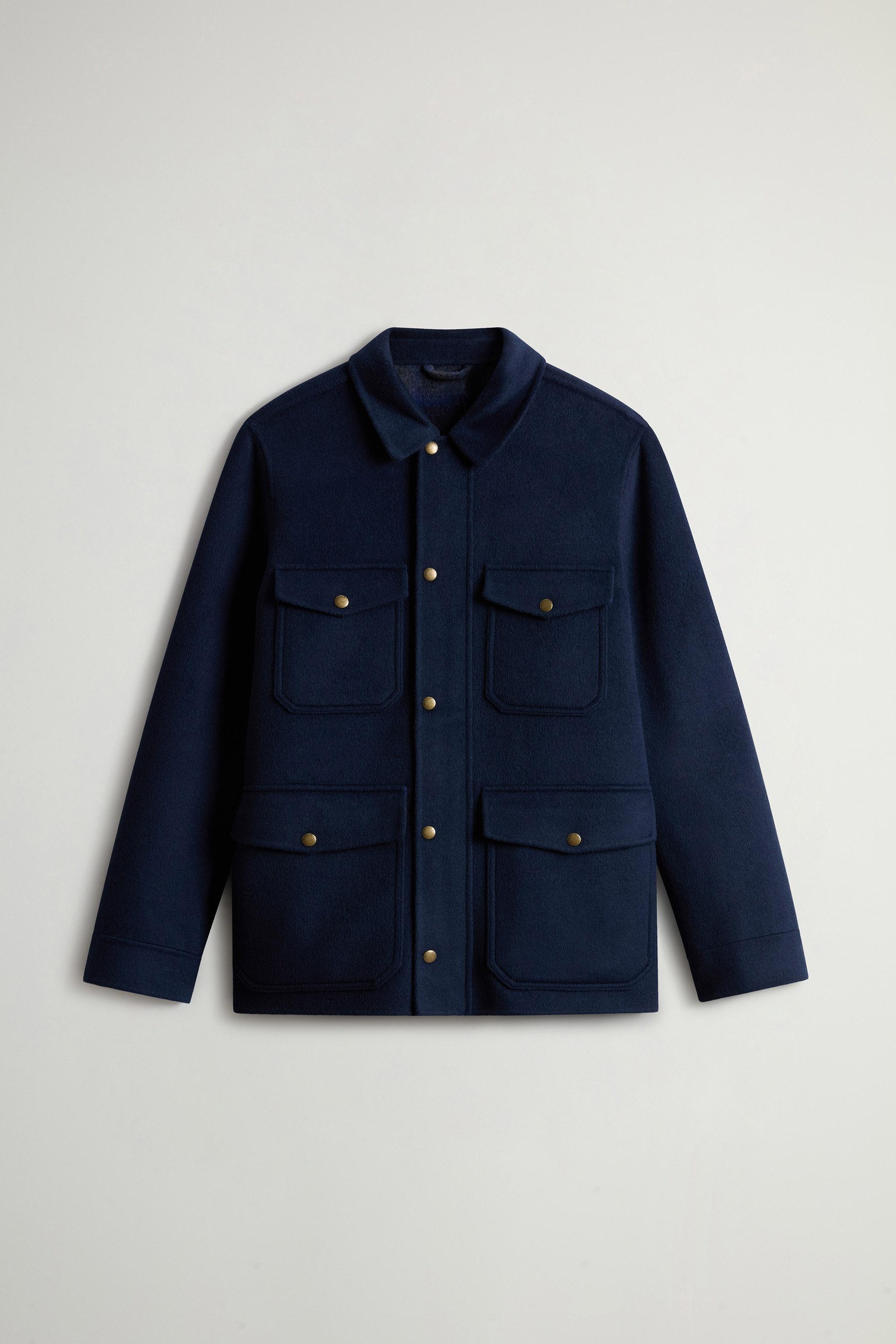 Checked Overshirt in Wool Blend Blue photo 1 | Woolrich