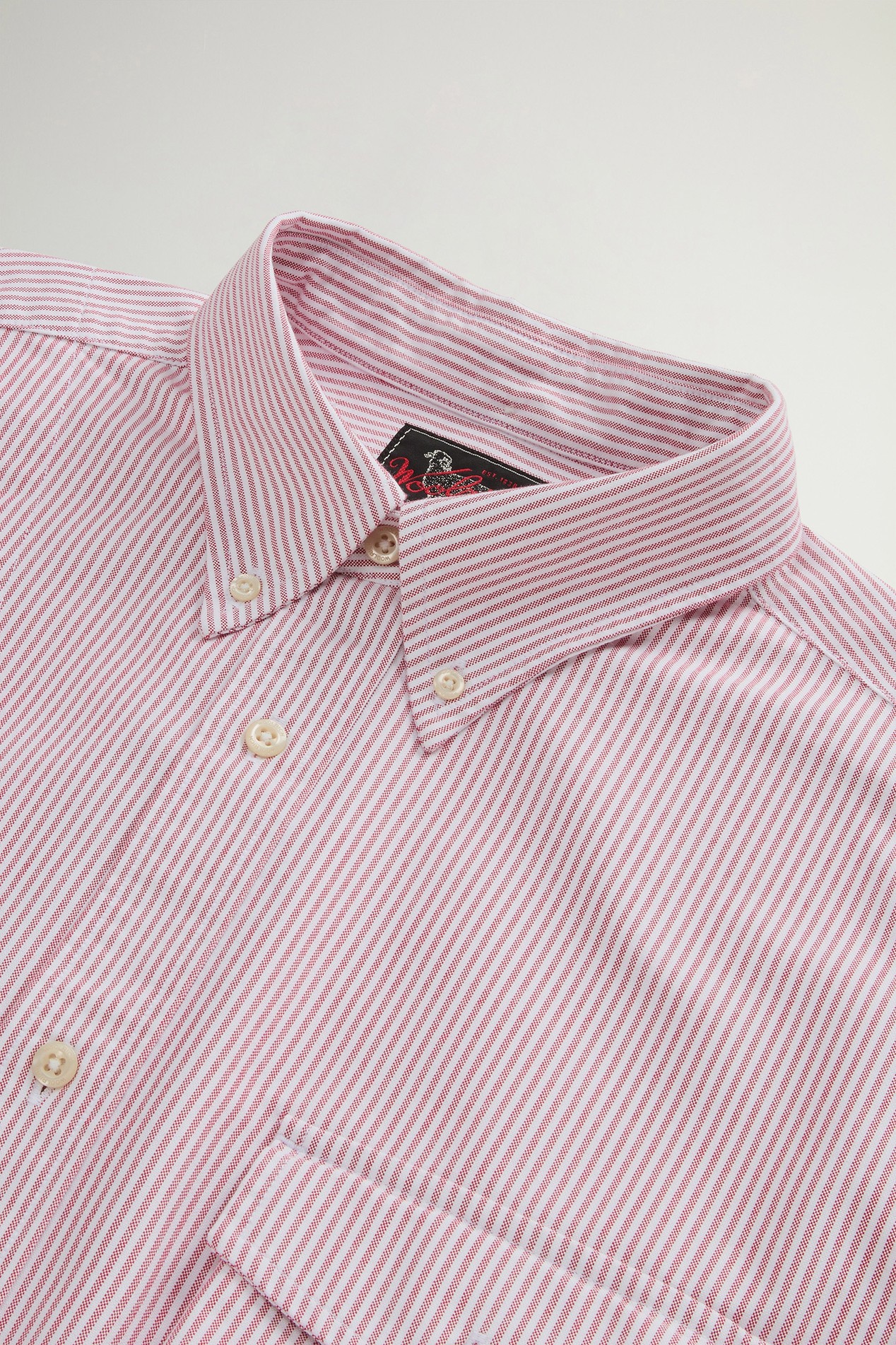 Gestreiftes Hemd aus einer Oxford-Baumwollmischung Rot photo 5 | Woolrich