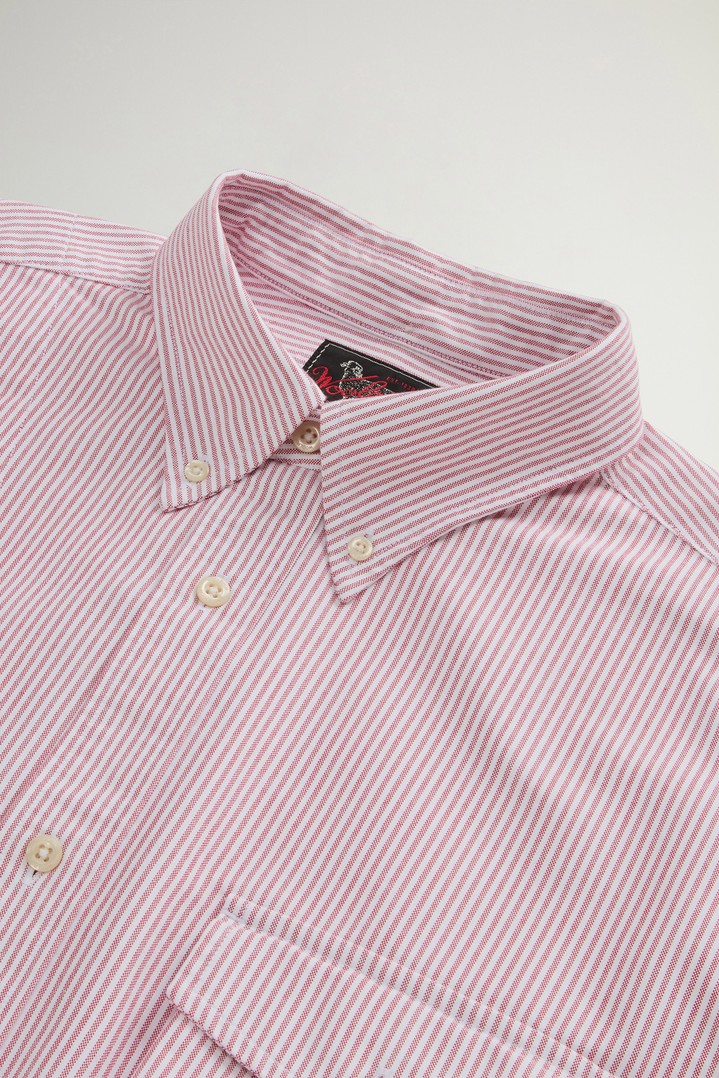 Gestreiftes Hemd aus einer Oxford-Baumwollmischung Rot photo 5 | Woolrich