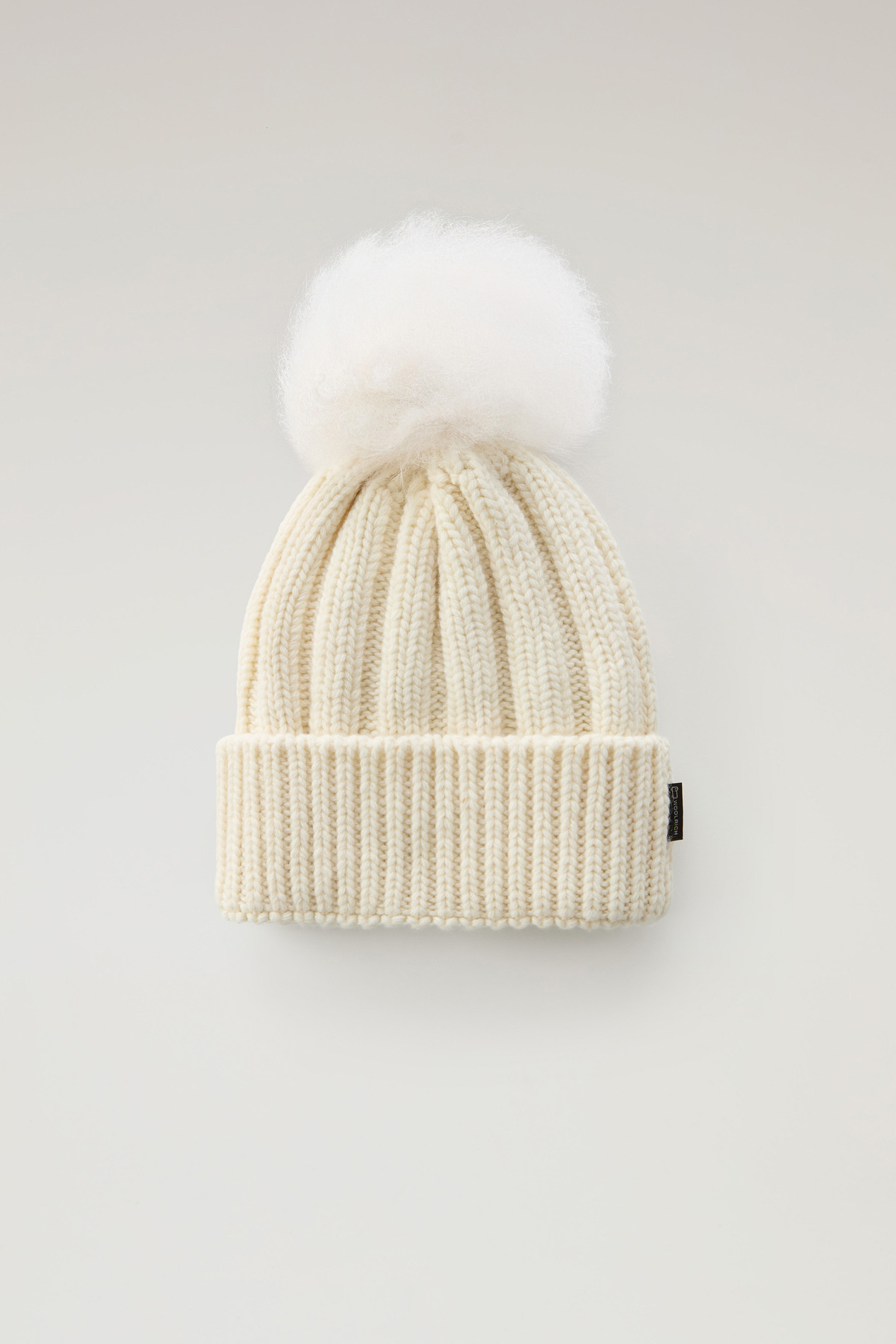 Girls' Beanie in Pure Virgin Wool with Cashmere Pom-Pom White photo 1 | Woolrich