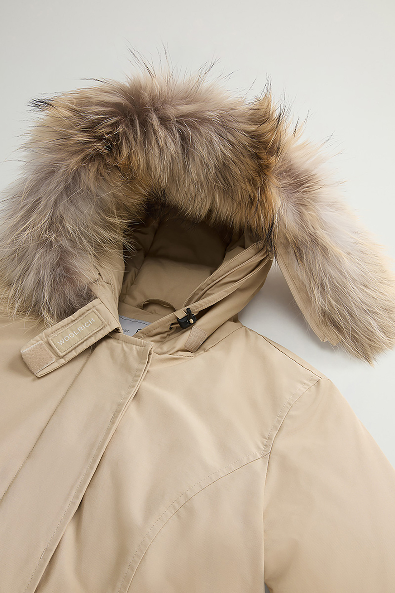 Arctic Parka in Ramar Cloth with Detachable Fur Trim Beige photo 6 | Woolrich