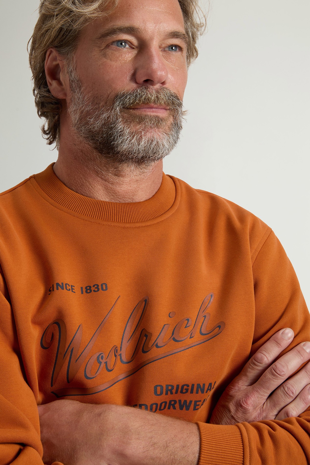 Crewneck Sweatshirt in Cotton Blend with Print Brown photo 4 | Woolrich