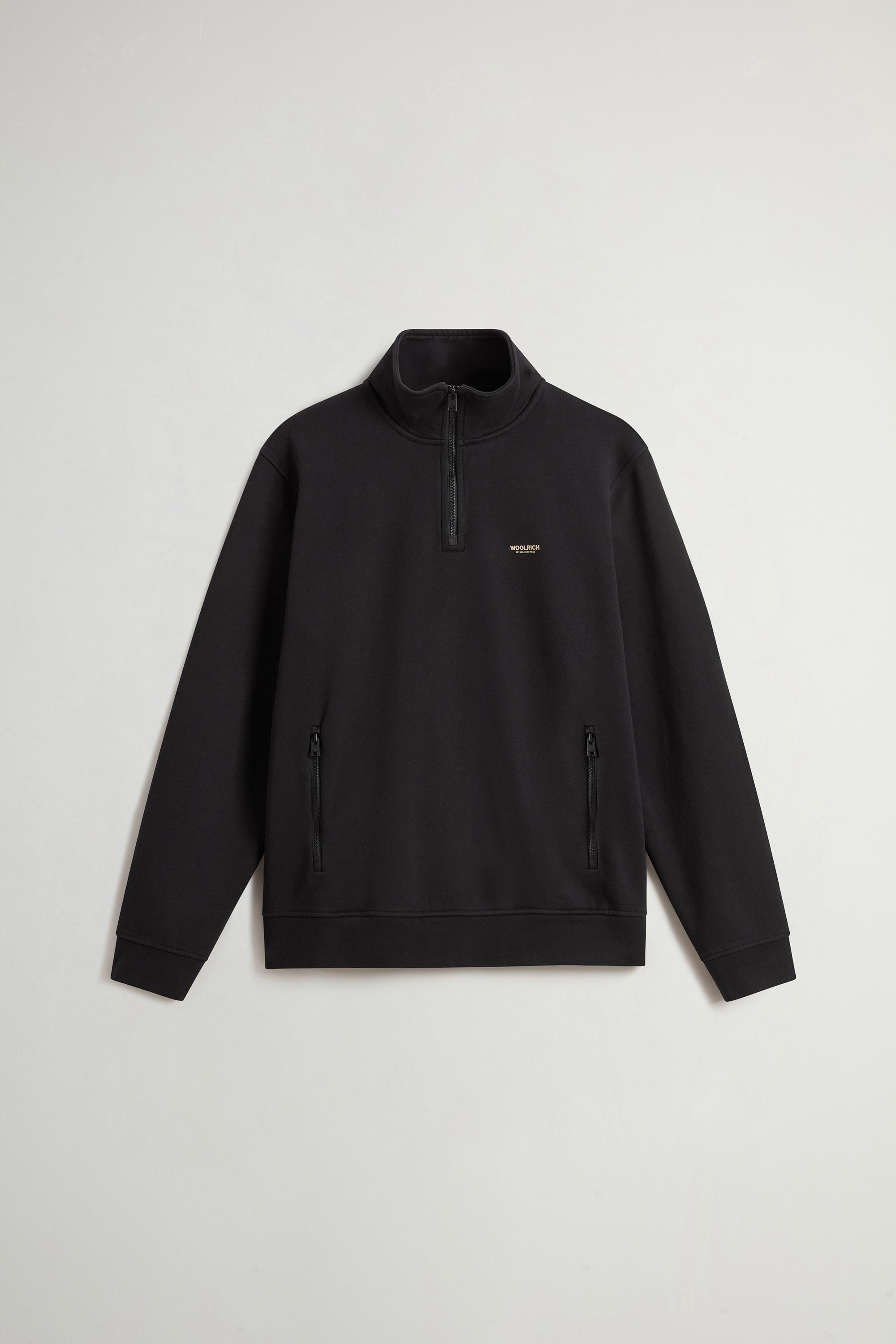 Hybrid Pure Cotton and Nylon Turtleneck Sweatshirt Black photo 5 | Woolrich