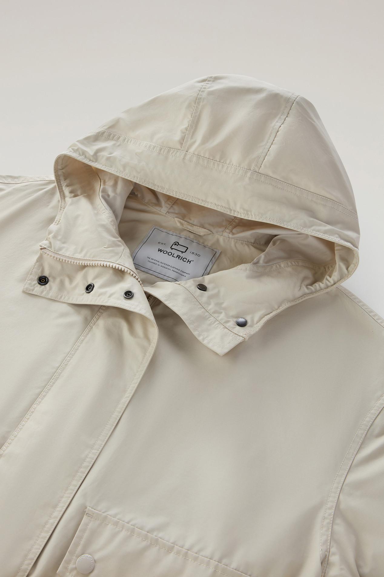 Waxed Jacket in Cotton Nylon Blend with Hood Beige photo 2 | Woolrich