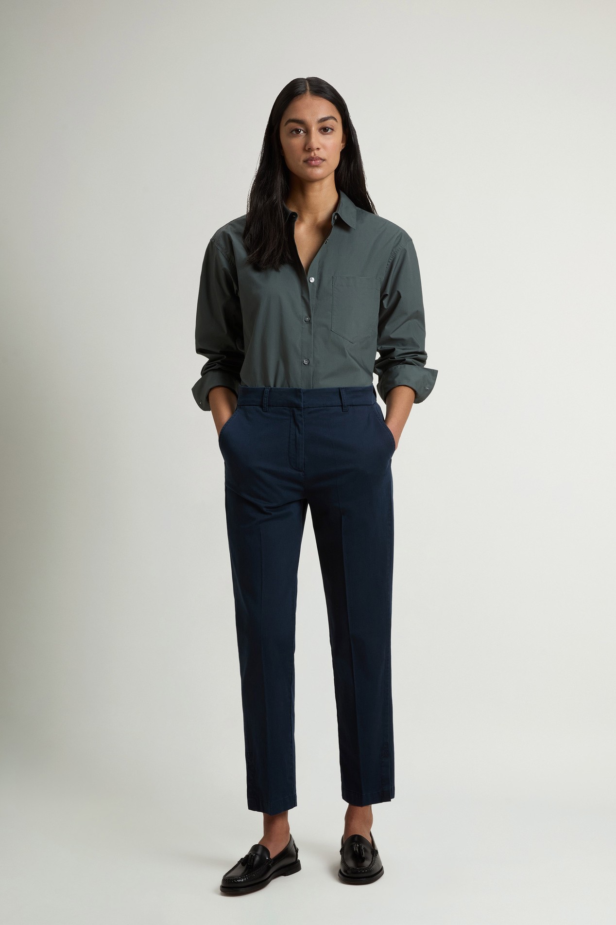 Chino Pants in Stretch Cotton Blend Blue photo 1 | Woolrich