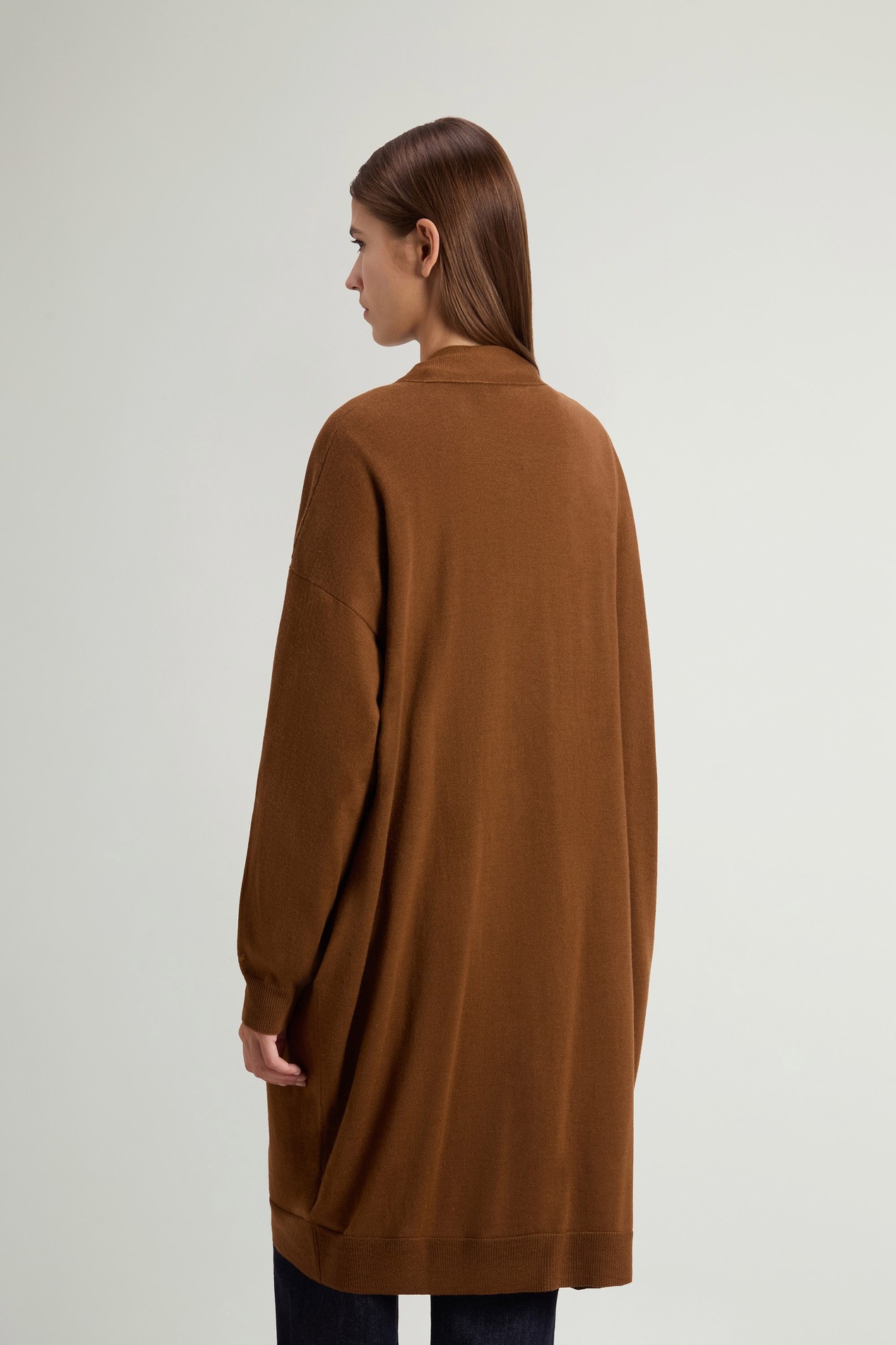 Long Cardigan in Pure Merino Virgin Wool Brown photo 3 | Woolrich
