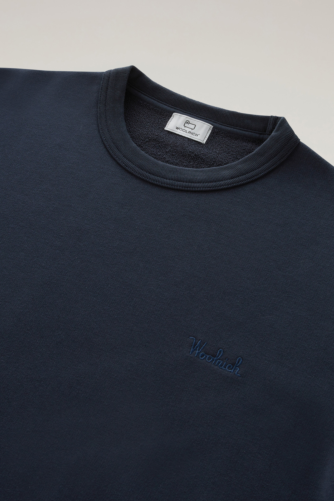 Crewneck Cotton Fleece Sweatshirt with Embroidered Logo Blue photo 2 | Woolrich