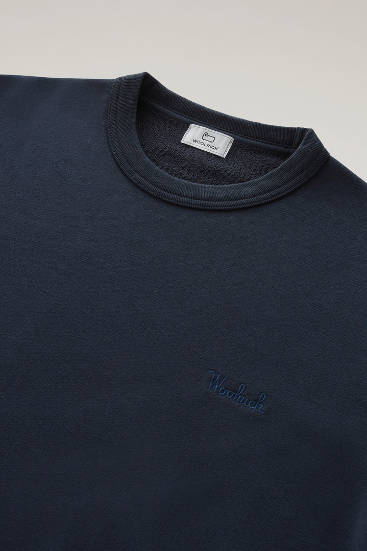 Crewneck Cotton Fleece Sweatshirt with Embroidered Logo Blue photo 2 | Woolrich