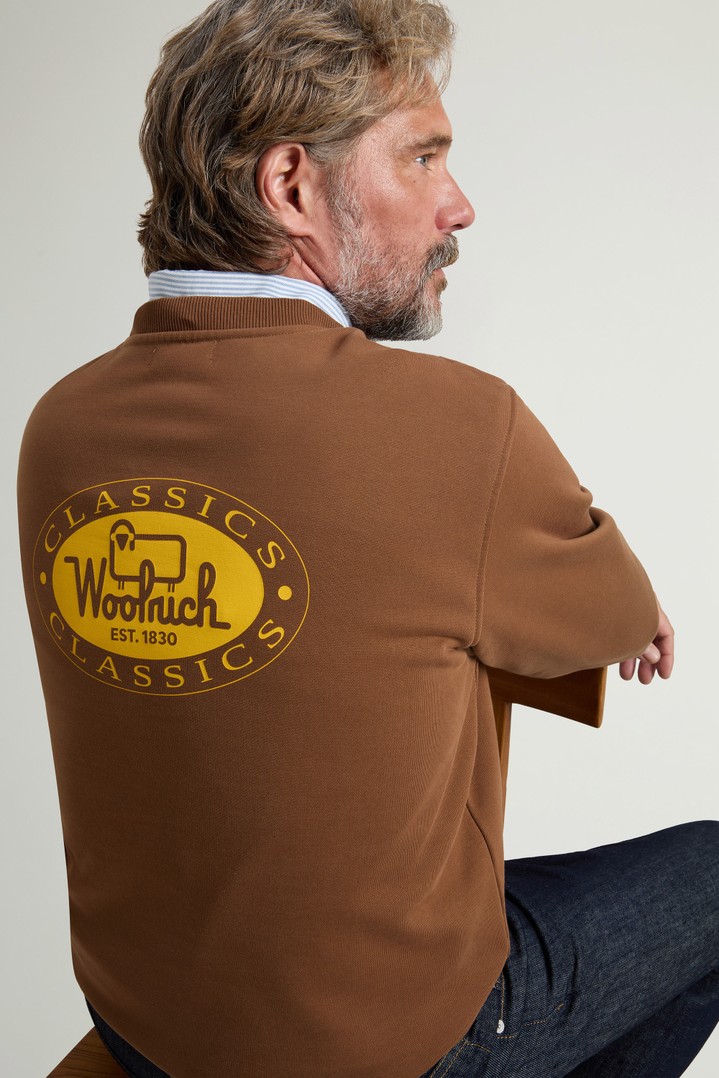 Crewneck Sweatshirt in Cotton Blend with Print Brown photo 4 | Woolrich