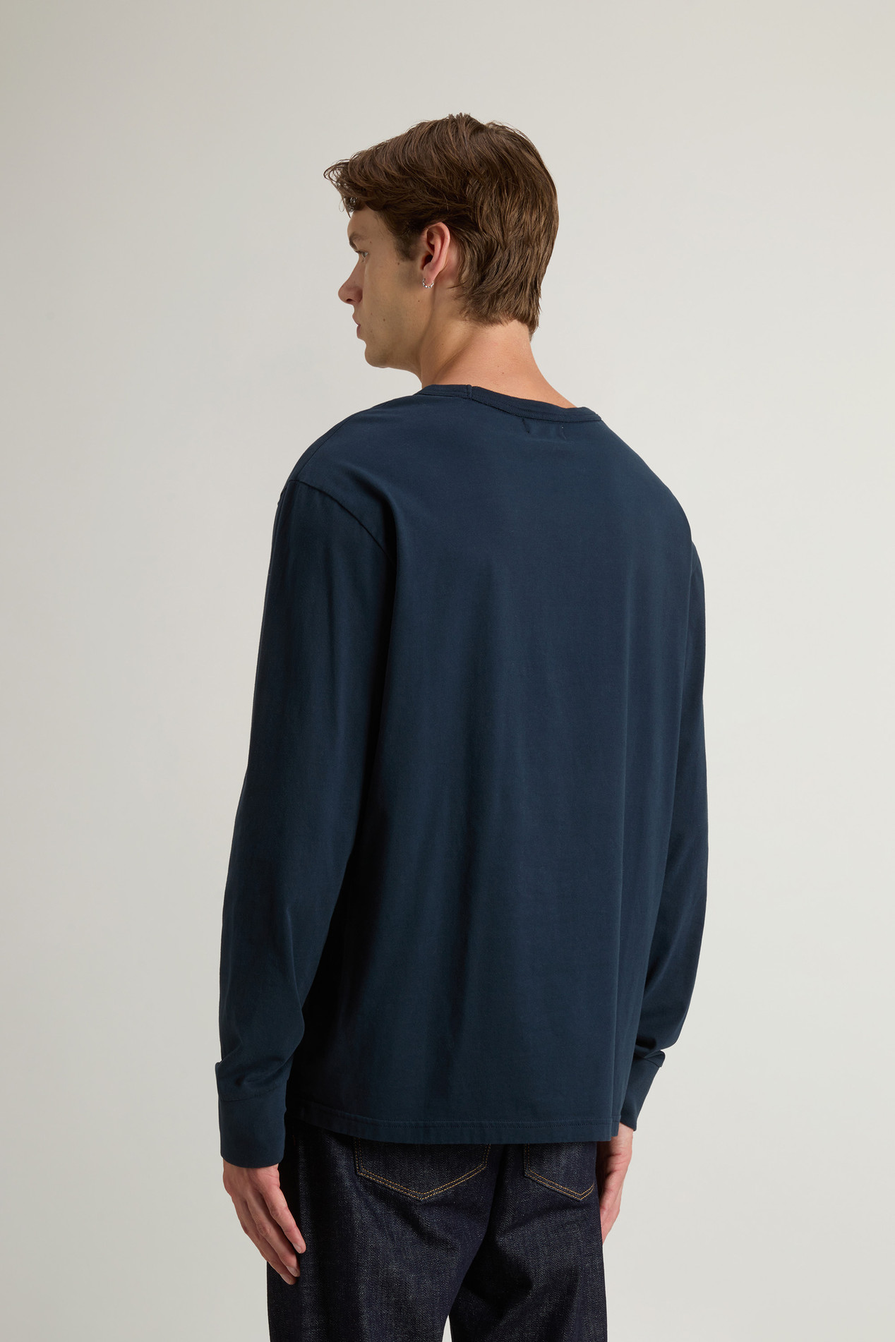Long-Sleeve T-shirt in Pure Cotton Blue photo 3 | Woolrich