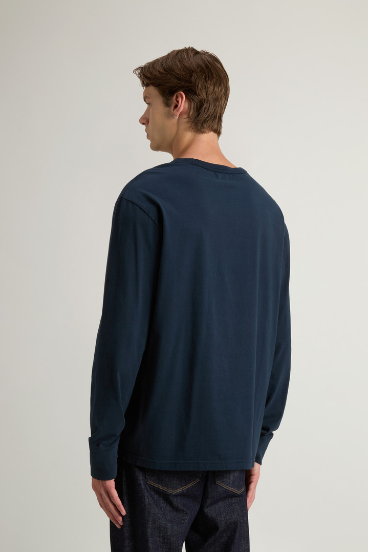Long-Sleeve T-shirt in Pure Cotton Blue photo 3 | Woolrich