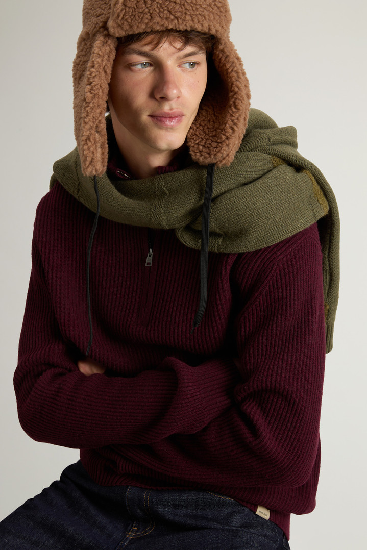 Half-Zipper Turtleneck Sweater in Wool and Cashmere Blend Burgundy photo 4 | Woolrich