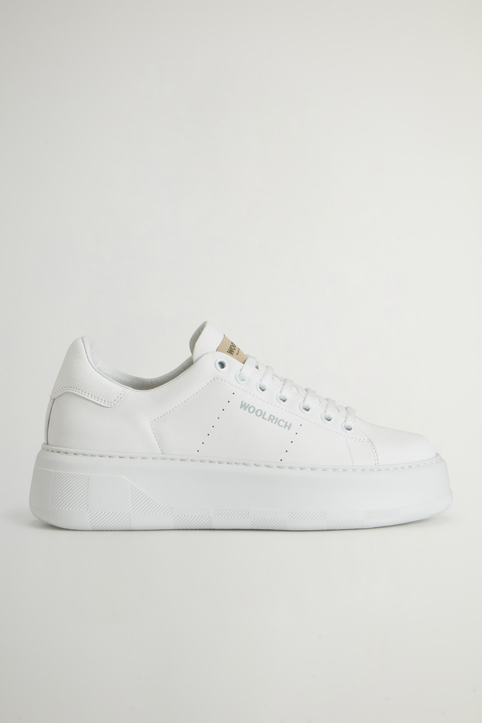 Chunky Court Calfskin Leather Sneakers White photo 1 | Woolrich