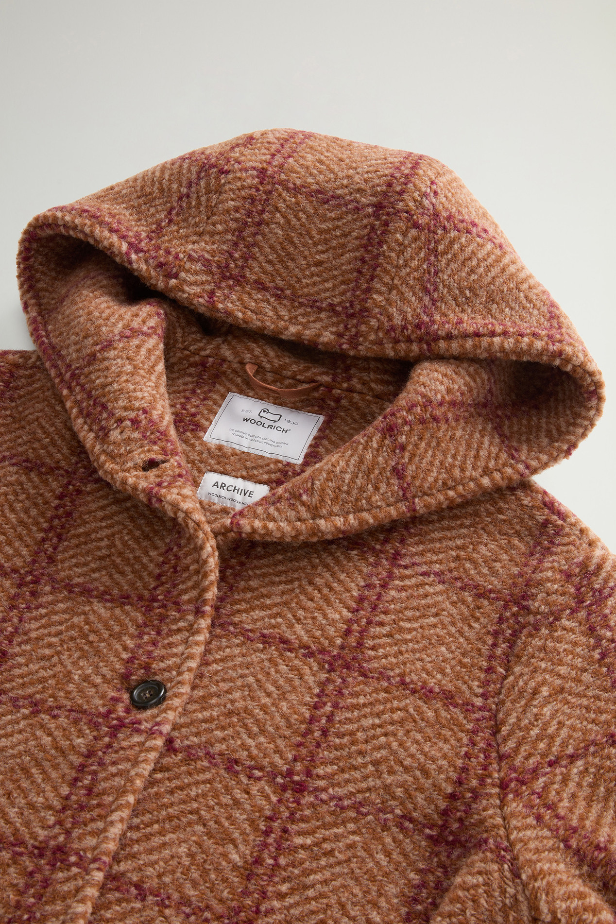 Gentry Long Check Coat with Hood Brown photo 2 | Woolrich