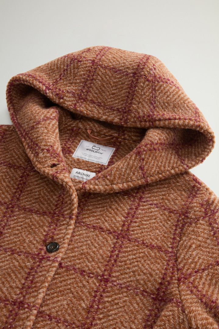 Gentry Long Check Coat with Hood Brown photo 2 | Woolrich