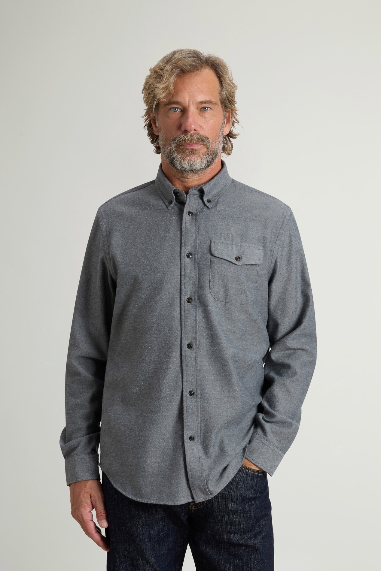 Shirt in Cotton-Blend Twill Blue photo 1 | Woolrich