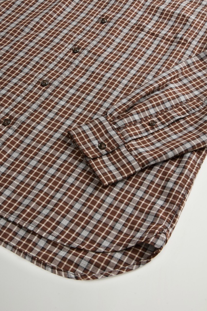 Button-Down Checked Shirt in Pure Cotton Flannel Green photo 7 | Woolrich