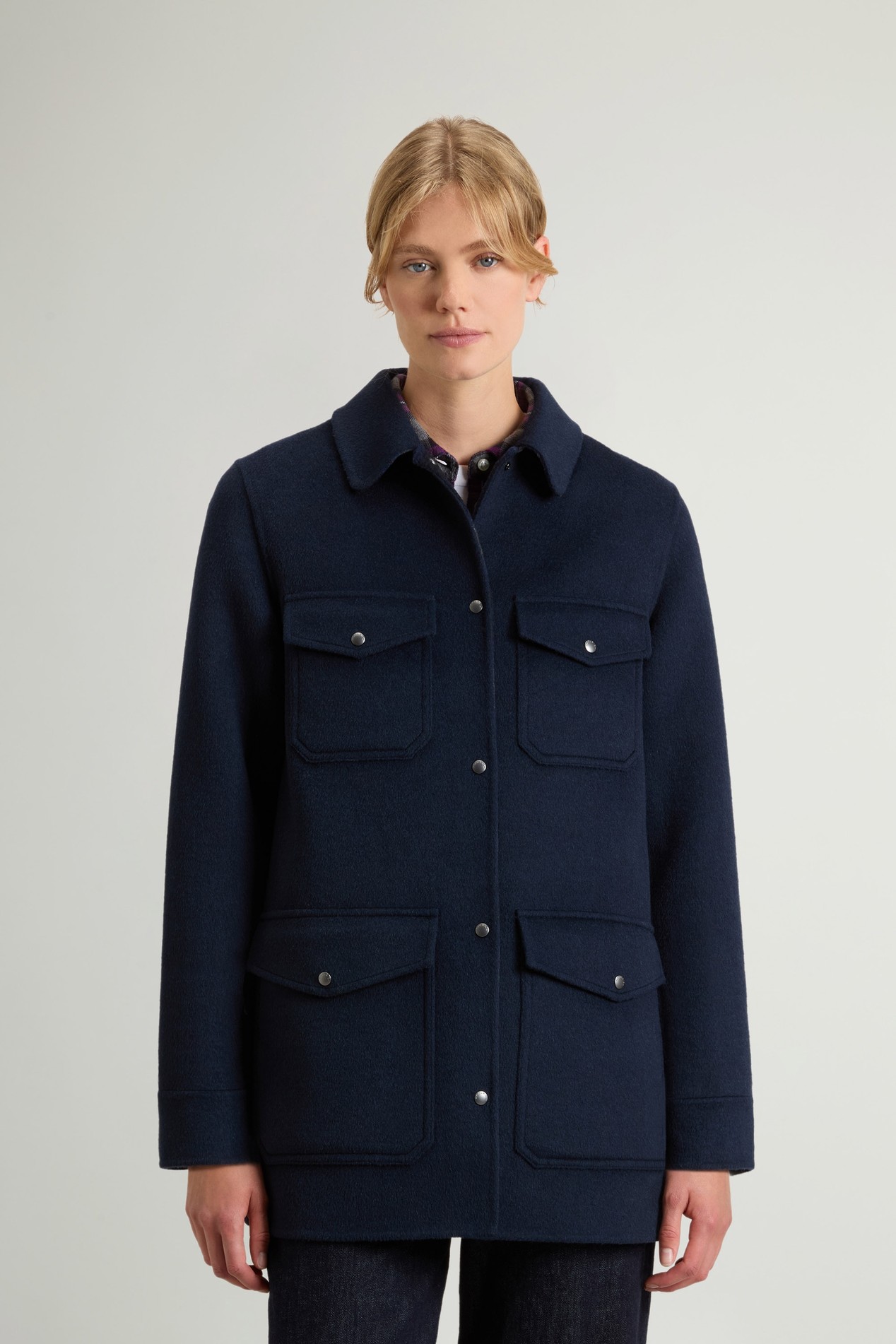 Coat in Double-Face Wool Blend Blue photo 1 | Woolrich