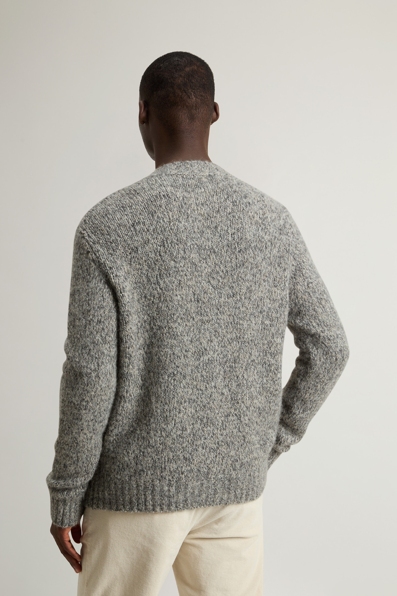 Cardigan in Alpaca and Wool Blend Mouliné Gray photo 3 | Woolrich